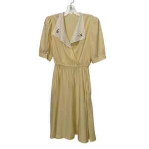 JCPenney Vintage 1970s Yellow Swiss Dot Dress Womens Size Small? USA